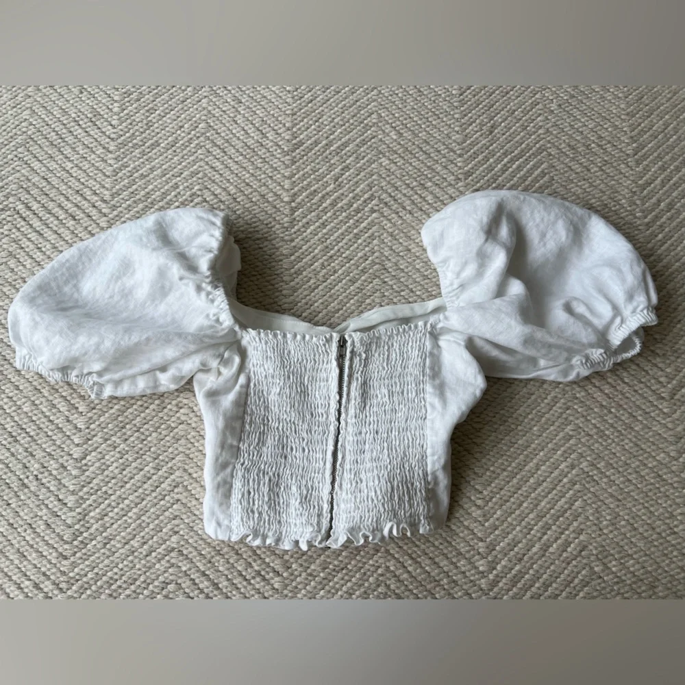 Reformation Karina White Linen Top sz 0
